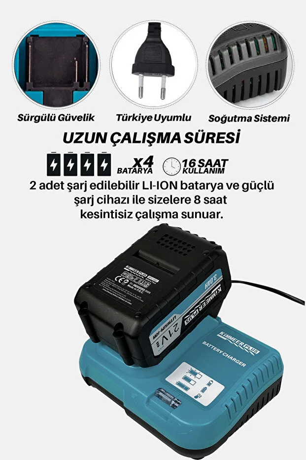 Profesyonel 5'Li Set Şarjlı Makas Testere Yaprak Üfleme ve Çim Biçme Teleskopik Kollu